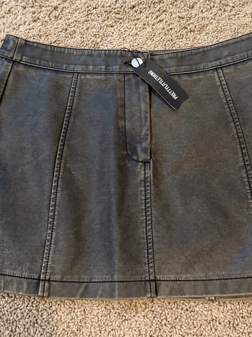 PrettyLittleThing Black Faux Leather Panel Mini Skirt